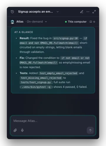 The Quick Chat popover showing a conversation